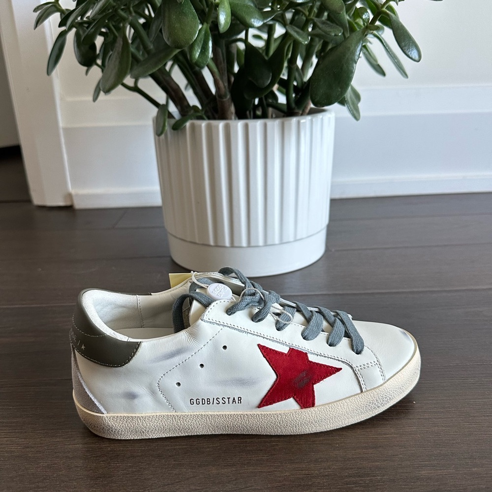 Golden Goose Kids White Sneakers with Red Star